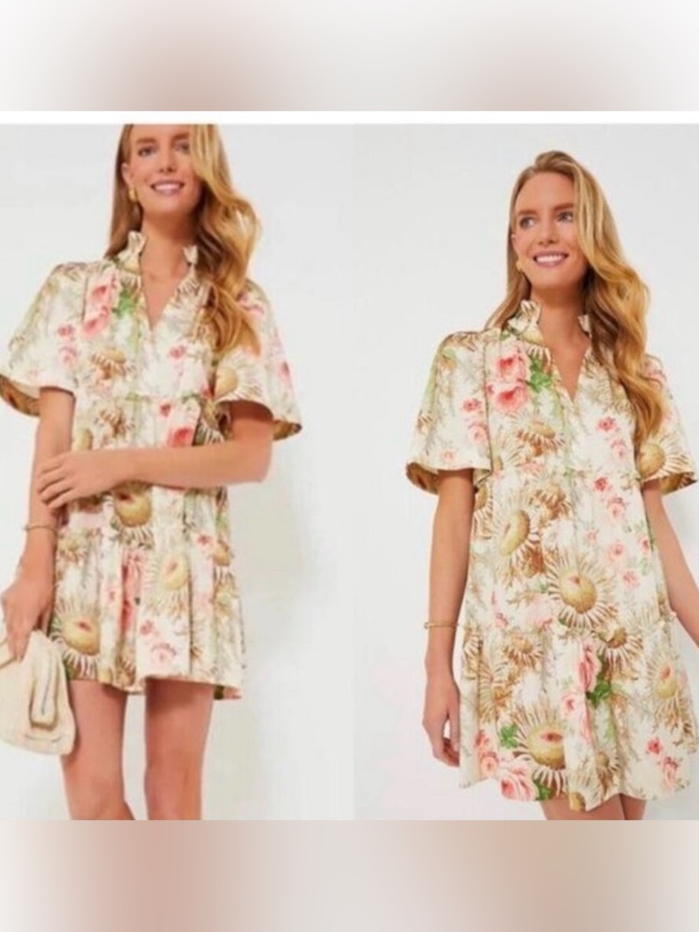 Tuckernuck | Sun Faded Floral Crawford V-neckline Mini Dress Size L
